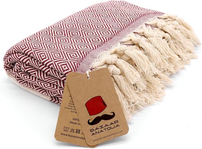 Bazaar Anatolia Turkish Beach Towel – 100% Cotton, Quick Dry, Sand Free Towel - Image 9