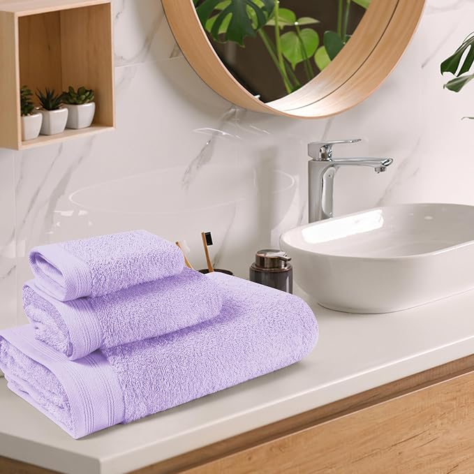 Ultra Soft 3 Pack Cotton Towel Set, Contains a Bath Towels 28x55 inch, a Hand - Image 3