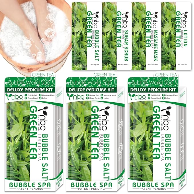 Pedicure Kit Foot Soak Set: Bubble Salt, Sugar Scrub, Massage Mask, Massage by nbcBeautiLab