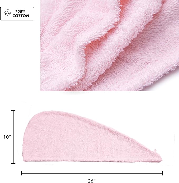 KEEPOZ Hair Towel Wrap Quick Dry 100% Cotton Super Absorbent Turban Head Wrap - Image 2
