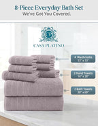 CASA PLATINO 100% Cotton Bath Towel Set 8 Pcs - Image 4