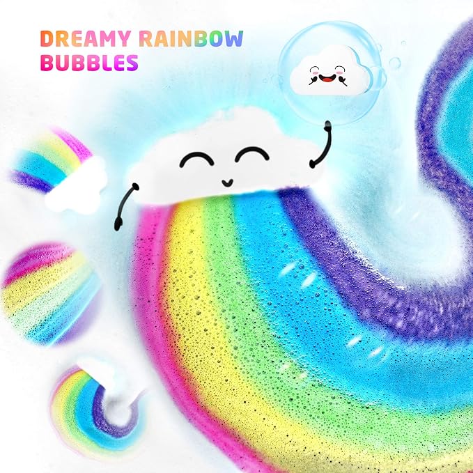 Rainbow Bath Bombs for Kids, 4 XL Kid Bath Bombs - Image 2