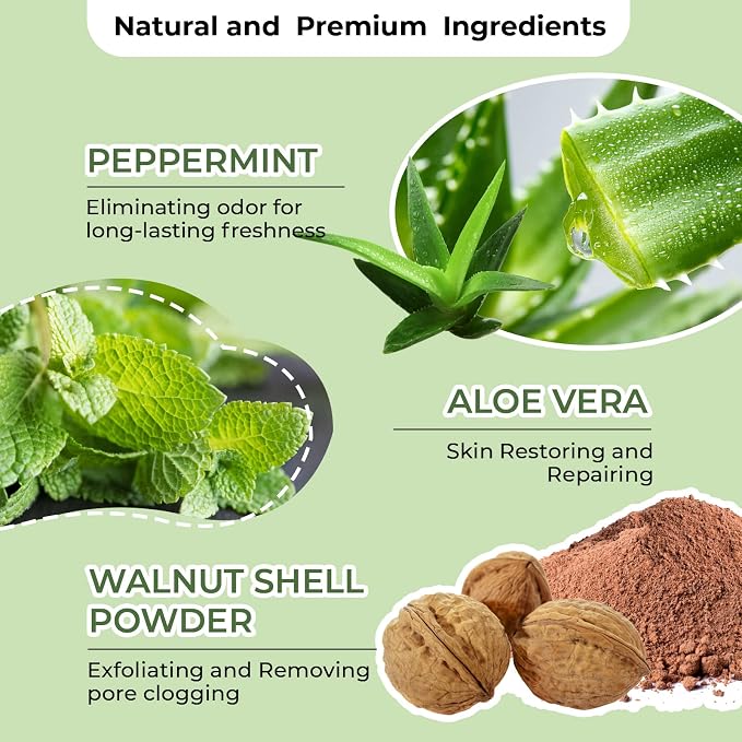 Armpit Detox Scrub 8.8 oz with Peppermint, Aloe Vera and Walnut Shell Powder - Image 3