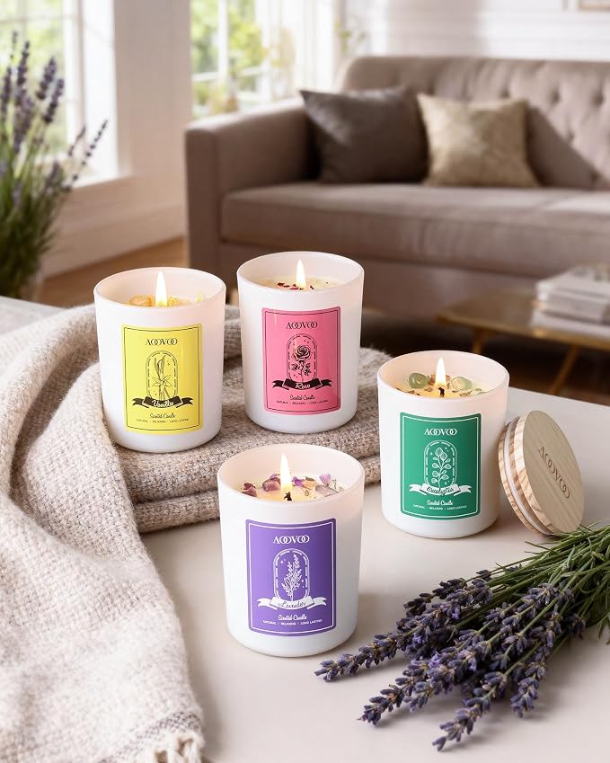 AOOVOO Rose/Vanilla/Eucalyptus/Lavender Scented Candles - Image 3