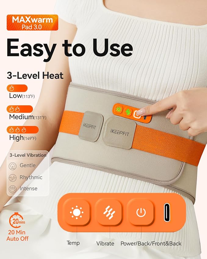 IKEEPFIT Portable Heating Pad for Back, Cordless Wearable Heat Belt - Image 6