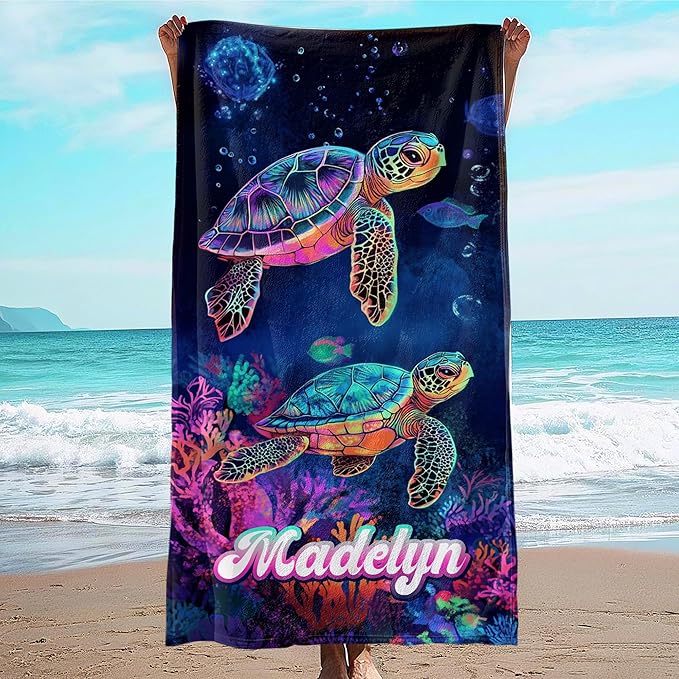 JML Custom Beach Towel with Name, Personalized Microfiber Beach Towel with Name by JML