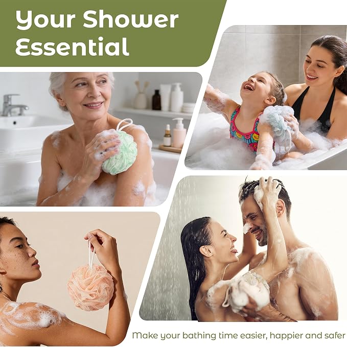 Yolaist Loofah Sponge 4 Pack, Exfoliating Body Scrubber - Image 7