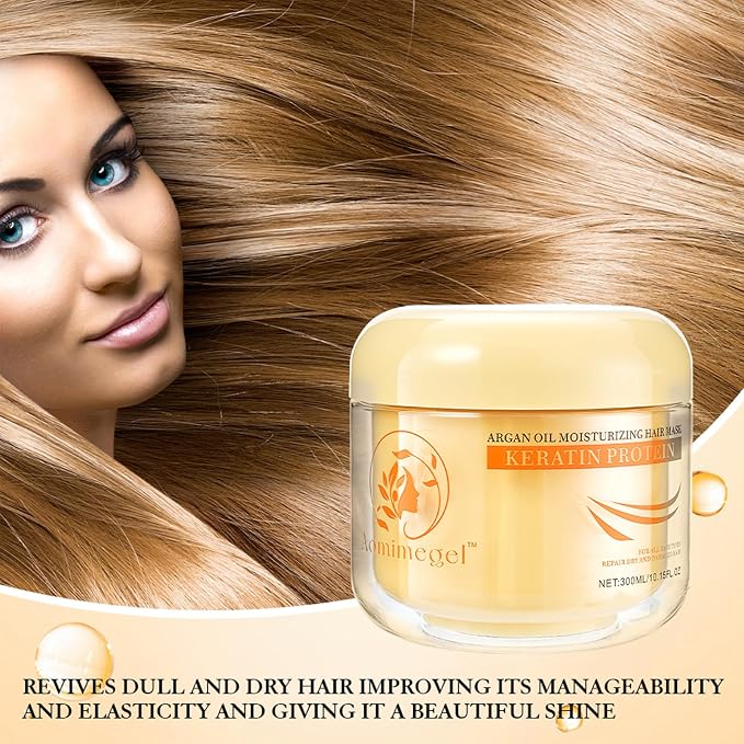 Collagen Hair Mask, Deep Repair Conditioning Argan Oil Hair Mask - Image 3