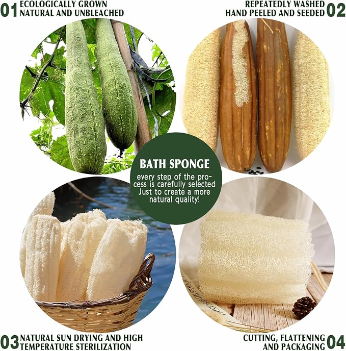 Natural Shower Loofah Sponge, Bath Exfoliating Loofa Body Scrubber, Soft and - Image 5