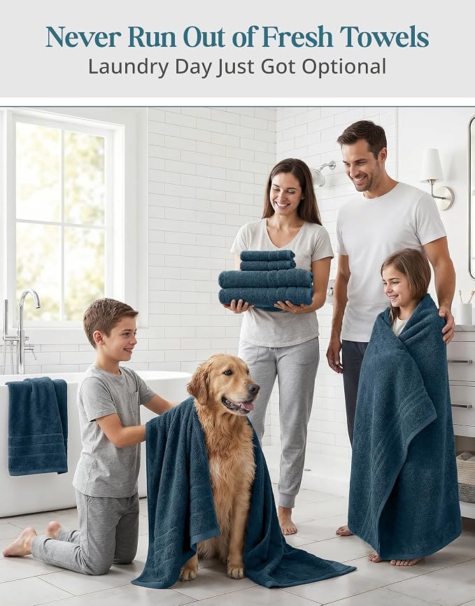 CASA PLATINO 100% Luxury Cotton Bathroom Towels Set - Image 4