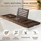 Teak Bathtub Tray, Wooden Tray Caddy - Image 5