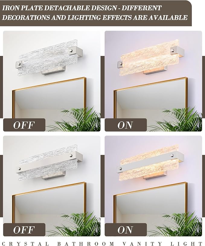 Brushed Nickel Bathroom Vanity Light, 16.5 Inch 10W Dimmable LED Bathroom Light - Image 4