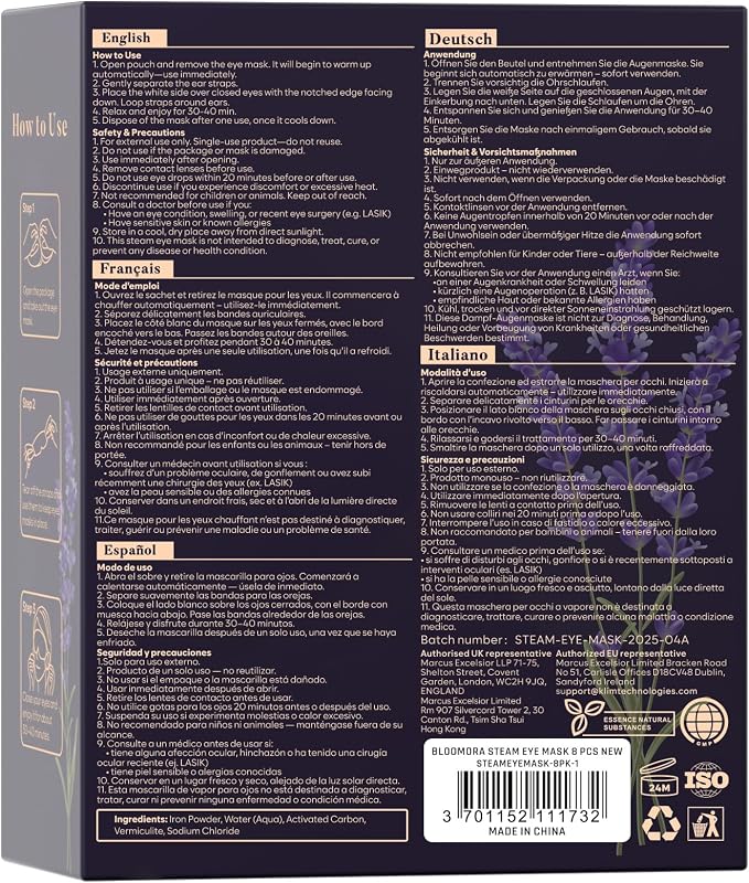 8 Pack Lavender Steam Eye Mask for Dryness, Strain & Relaxation, Heated Eye - Image 9