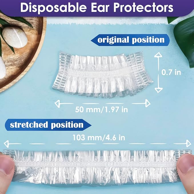 200 Pcs Ear Covers for Shower – 1.97x0.7" Disposable Ear Covers for Hair Dye - Image 2