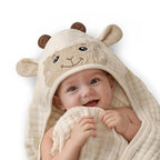 Blissful Diary Muslin Baby Hooded Towel 1 Pack, Soft & Absorbent Bath Towel by ForEveryBabysBetterLife