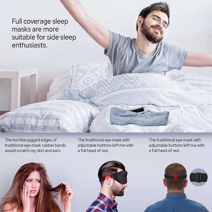 Cotton Sleep Eye Mask for Men Women, 100% Blocking Light Sleeping Mask for Side - Image 5