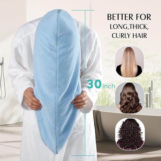 YFONG 3 Pack Large Microfiber Hair Towel Wrap, Thick Hair, Super Absorbent Hair - Image 4