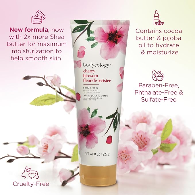 Bodycology Shea Butter Body Cream, Cherry Blossom, 8 oz - Image 5