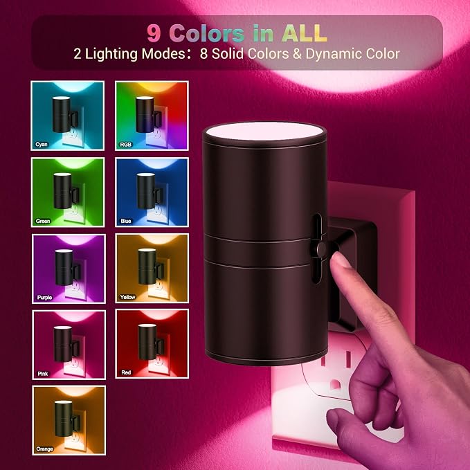 JandCase Color Night Light, LED Night Lights Plug into Wall, Color Changing - Image 2