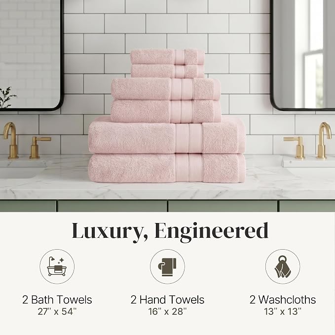 Modern Threads - Spun Loft 6-Piece 100% Combed Cotton Towel Set - Bath Towels - Image 7