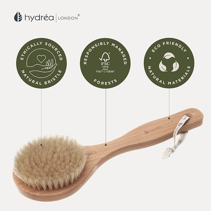 Hydrea London Dry Body Brush –Short Handle Premium Exfoliating Dry Skin Brush - Image 4