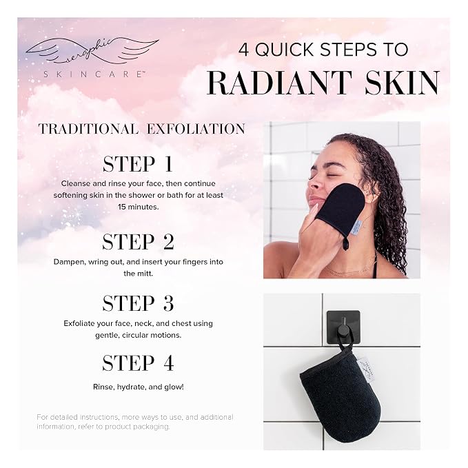 Seraphic Skincare Premium Exfoliating Facial Mitt – Dual-Sided Face Scrubber - Image 4