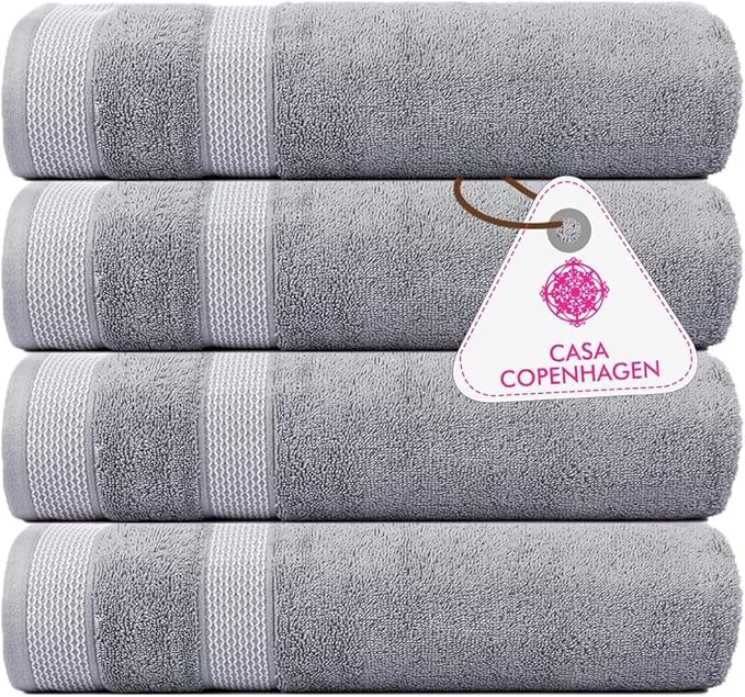 CASA COPENHAGEN Solitaire 4Pcs 100% Egyptian Cotton Large Designer Towels Gift by CASACOPENHAGEN