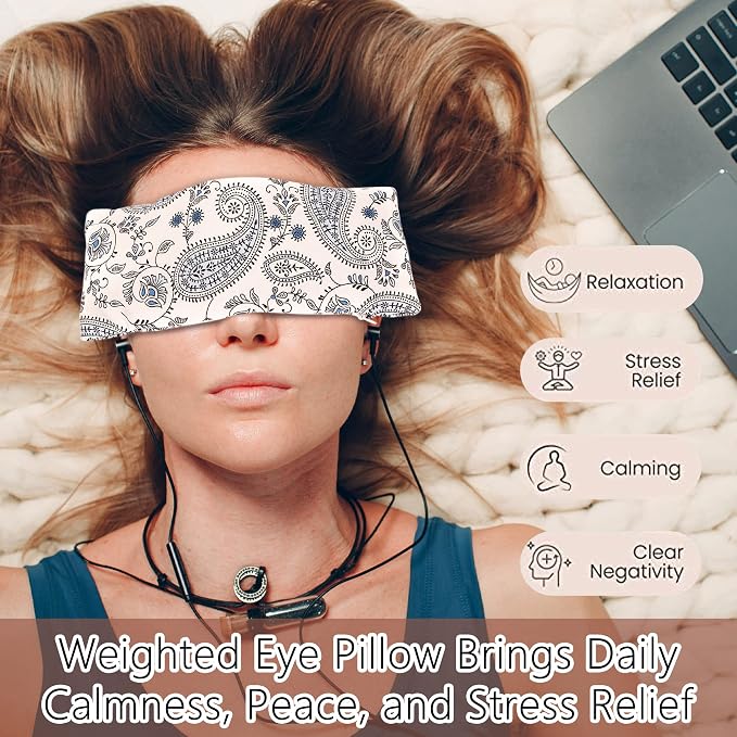 Lavender Eye Pillow for Relaxation, Sleep – Weighted Eye Mask for Headache - Image 6