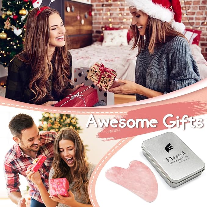 Flagest Gua Sha Rose Quartz Massage Tool, Facial Tool - Image 6