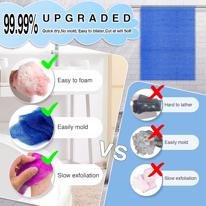 4 Pieces African Net Sponge Authentic Shower loofah exfoliating Body Scrubber - Image 5