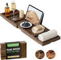 Venusmiles Teak Bathtub Tray Caddy, Foldable Bath Tray by Venusmiles