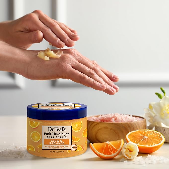 Dr Teal's Pink Himalayan Salt Body Scrub, Glow & Radiance - Image 6