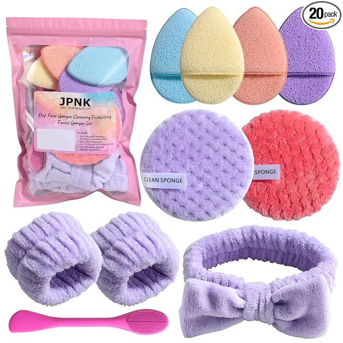 JPNK Face Sponges Cleansing Exfoliating Facial Sponges by JPNK