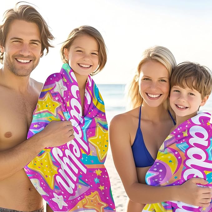 JML Custom Beach Towel with Name, Personalized Microfiber Beach Towel with Name - Image 4