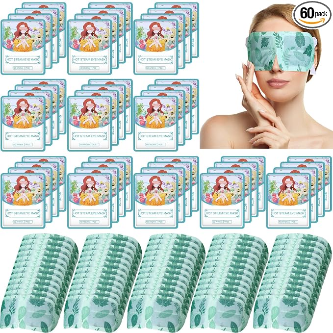 60 Pcs Disposable Steam Eye Mask Bulk by Dansib