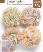 MTDLYICE Loofah Sponge, XL Large Loofah 75g 4 Pack, Bath Sponge Soft Mesh Shower - Image 3