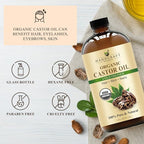 Handcraft Blends Cold-Pressed Organic Castor Oil 16 Fl Oz | Glass Bottle | Roll - Image 3