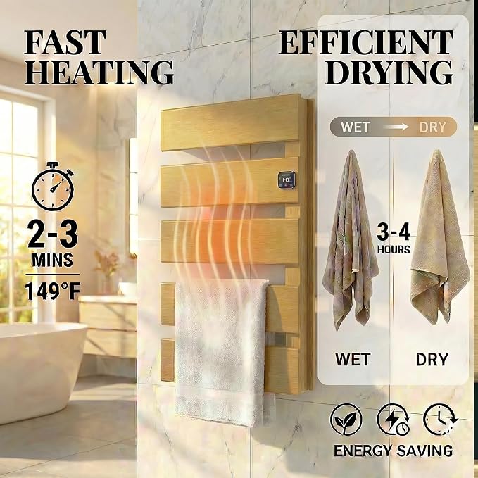 Electric Towel Warmer, Heated Towel Rack - Image 3