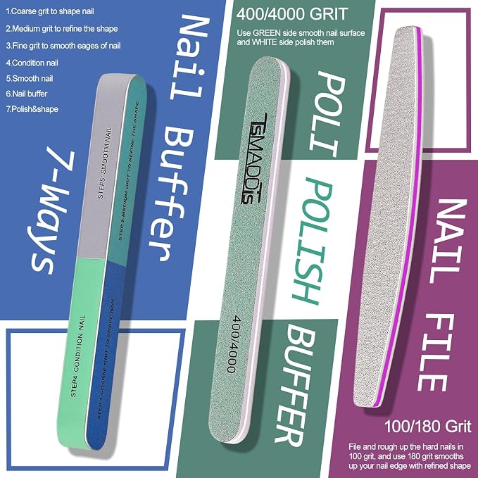 TsMADDTs Cuticle Pusher Nail File Kit, Nail Buffers and Files - Image 5