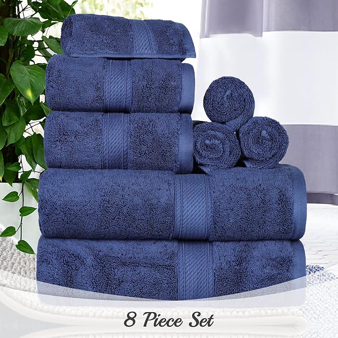 SUPERIOR Egyptian Cotton Pile 8 Piece Towel Set, Includes 2 Bath, 2 Hand - Image 11