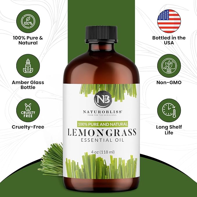 NaturoBliss 100% Pure Lemongrass Essential Oil Therapeutic Grade Premium Quality - Image 4