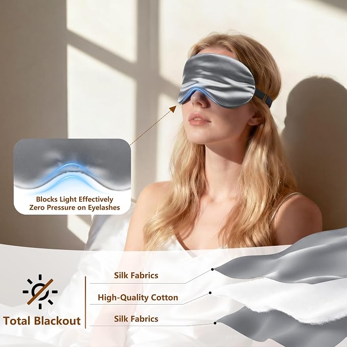 Sleep Mask Silk Eye Mask for Men Sleeping Mask, Adjustable Elastic Strap for - Image 3