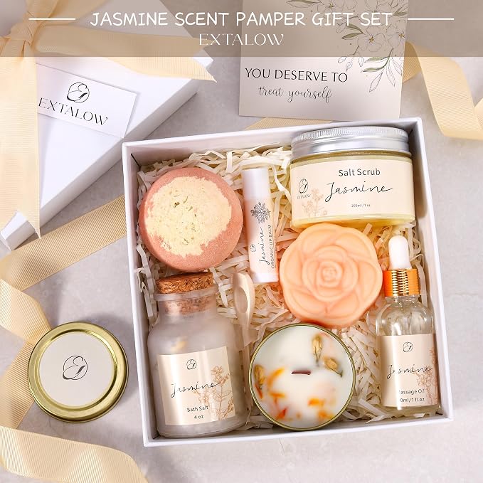 EXTALOW Spa Gifts for Women Mothers Day Gifts Jasmine Bath Gift Baskets - Image 2