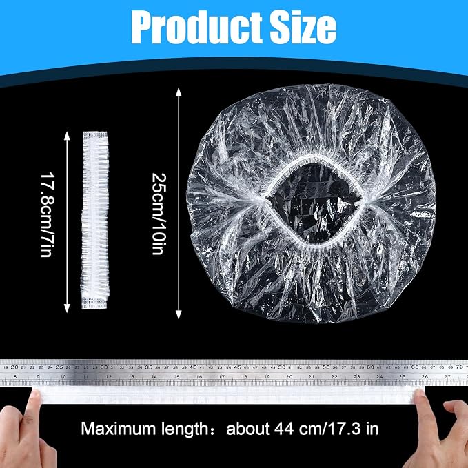 200 Pcs Disposable Shower Caps, 17 Inch Waterproof Plastic Shower Cap - Image 2