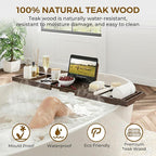 Venusmiles Teak Bathtub Tray Caddy, Foldable Bath Tray - Image 4