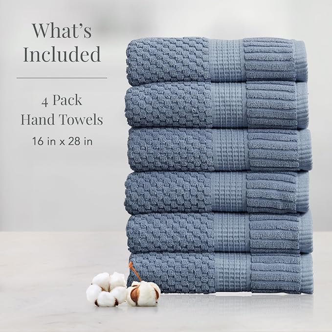 NY Loft 100% Cotton Hand Towel 6 Pack | Super Soft & Absorbent Quick-Dry Hand - Image 2
