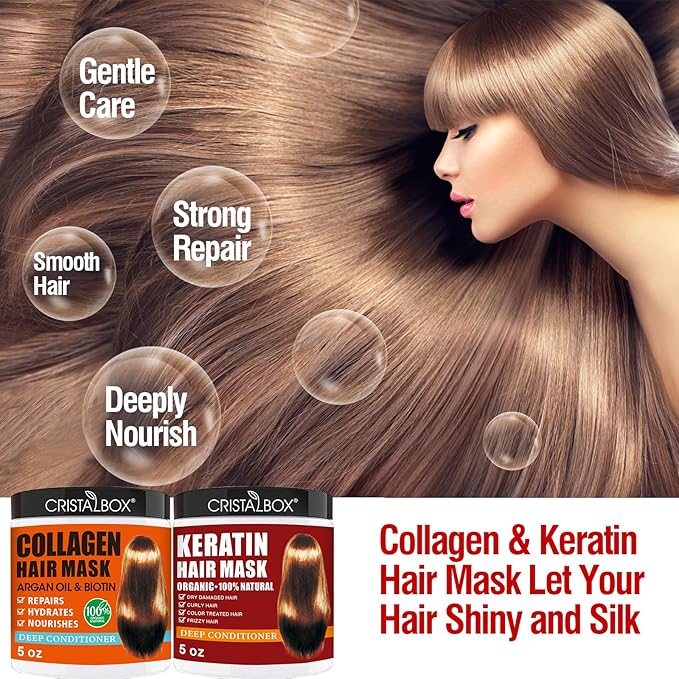 2 Pack Collagen Hair Mask & Keratin Hair Mask, Keratin Hair Treatment, Repair - Image 5