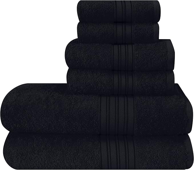 BOUTIQUO 6 Pack Cotton Towel Set, Contains 2 Bath Towels 28x55 inch, 2 Hand by BOUTIQUO