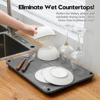 Razborci Stone Dish Drying Mat for Kitchen Counter, Water Absorbing Bathroom - Image 5