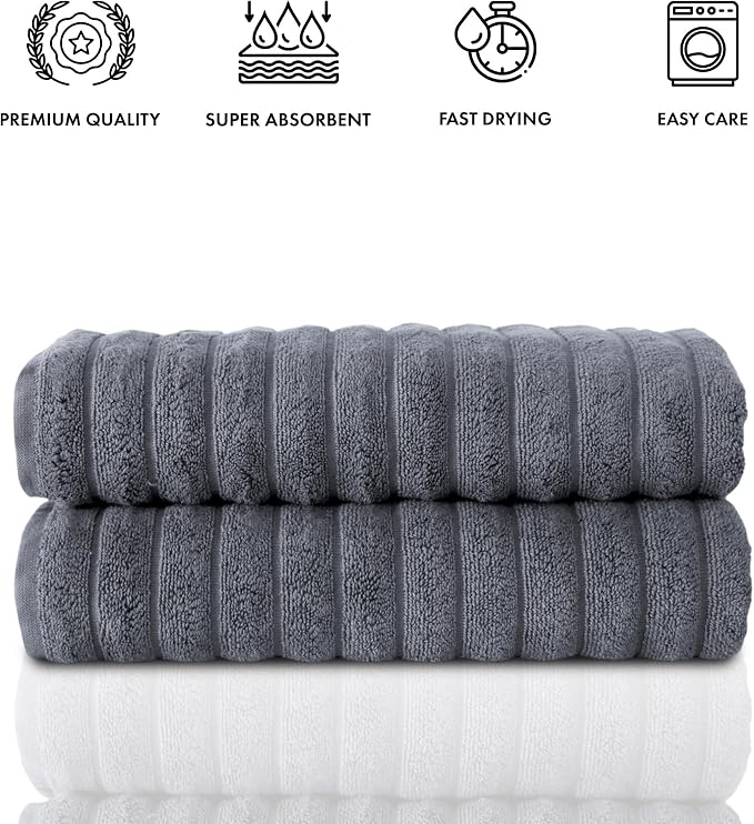 Classic Turkish Towels CTT Premium 2 Pack Bath Towels Set, Made - Image 6